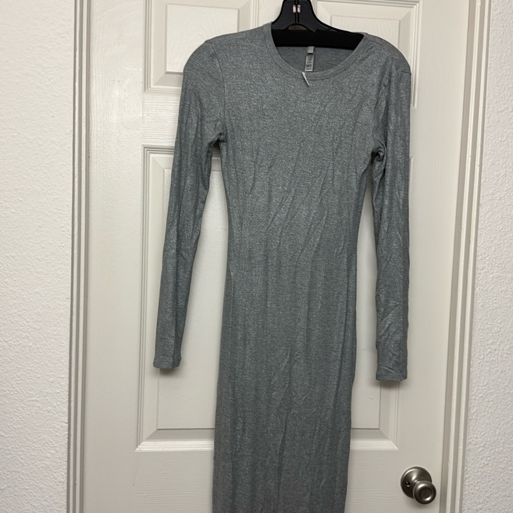 SKIMS Long Sleeve Maxi Dress in Heather Gray